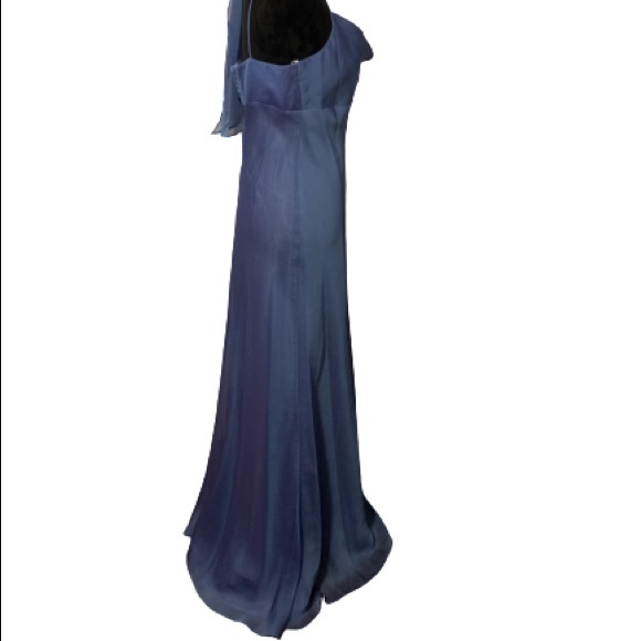 NIGHT WAY COLLECTIONS Blue Formal Wedding Bridesmaid Gown w Shawl Sz 14 - Picture 7 of 8